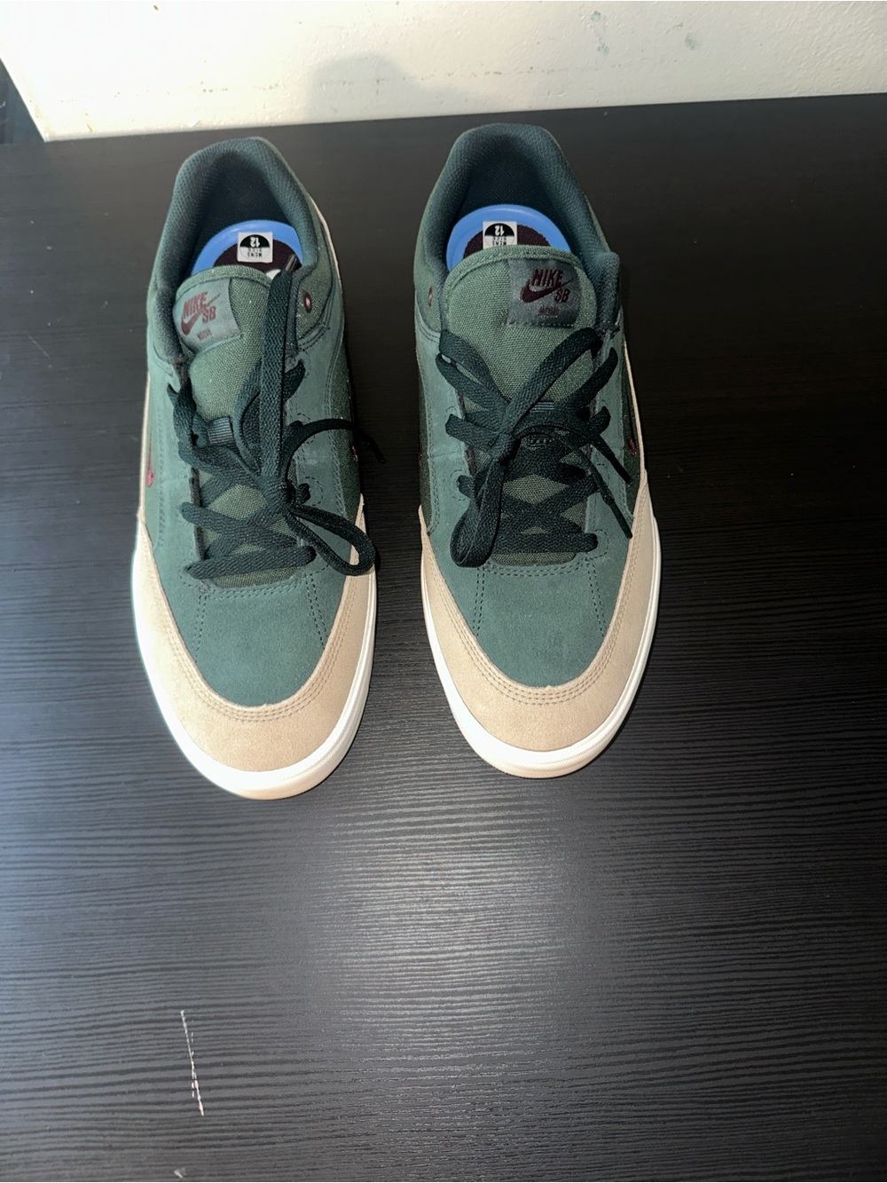 Nike Green and Tan Low-Top Suede Sneakers